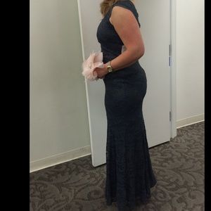 Nightway grey lace formal, prom, bridesmaid dress